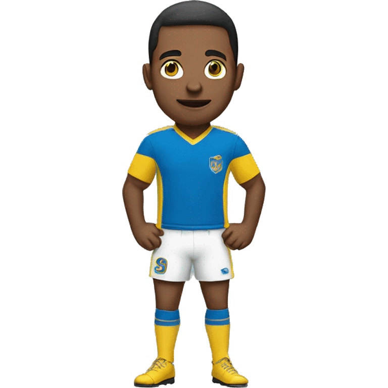 Man with blue and yellow football shirt emoji