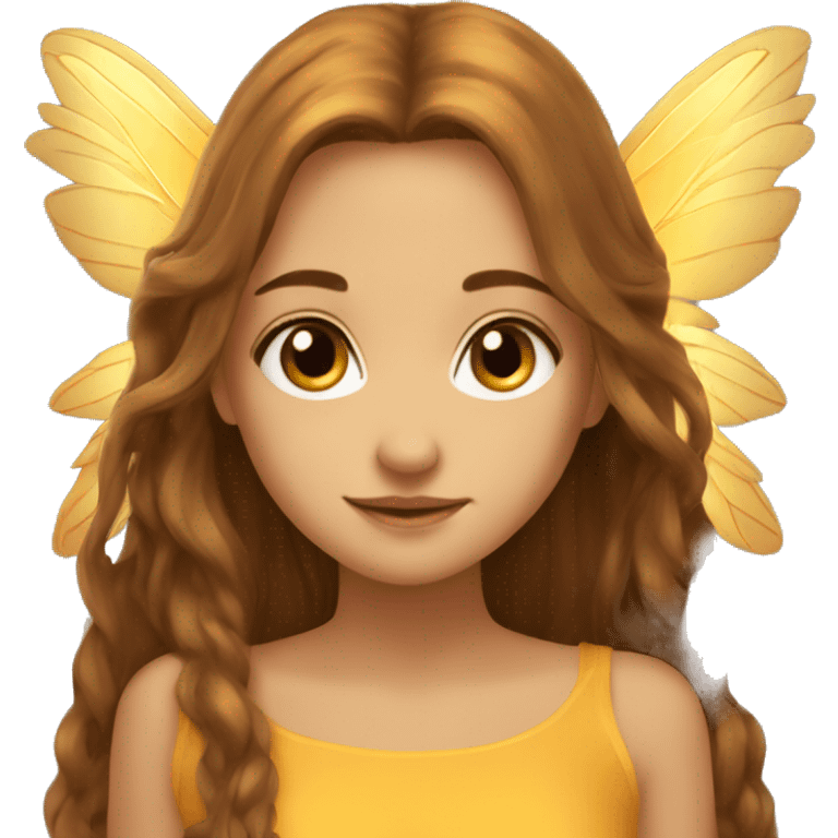 big wings, marigold, Beautiful, fairy, gold, brown, long hair emoji