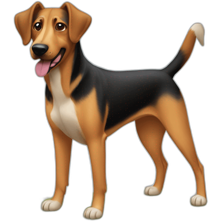 coonhound and German shepherd mix dog walking emoji