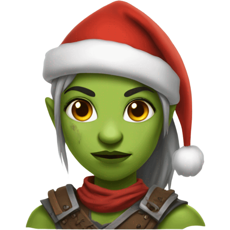 orc female warrior with santa hat emoji