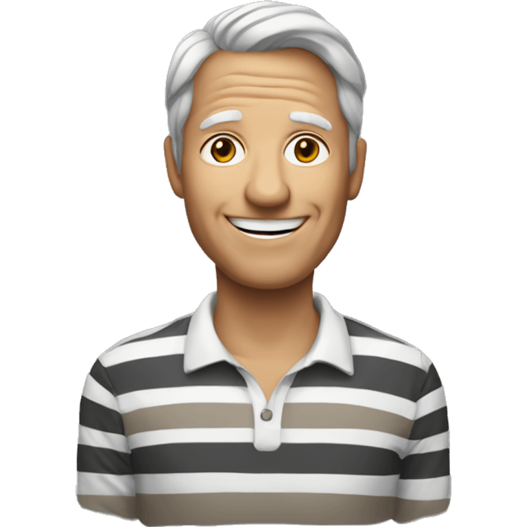 Mature smiling man in striped shirt emoji