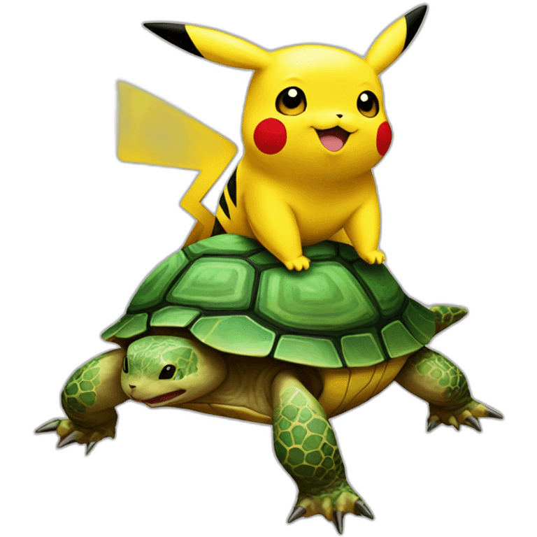 Pikachu sur tortue emoji