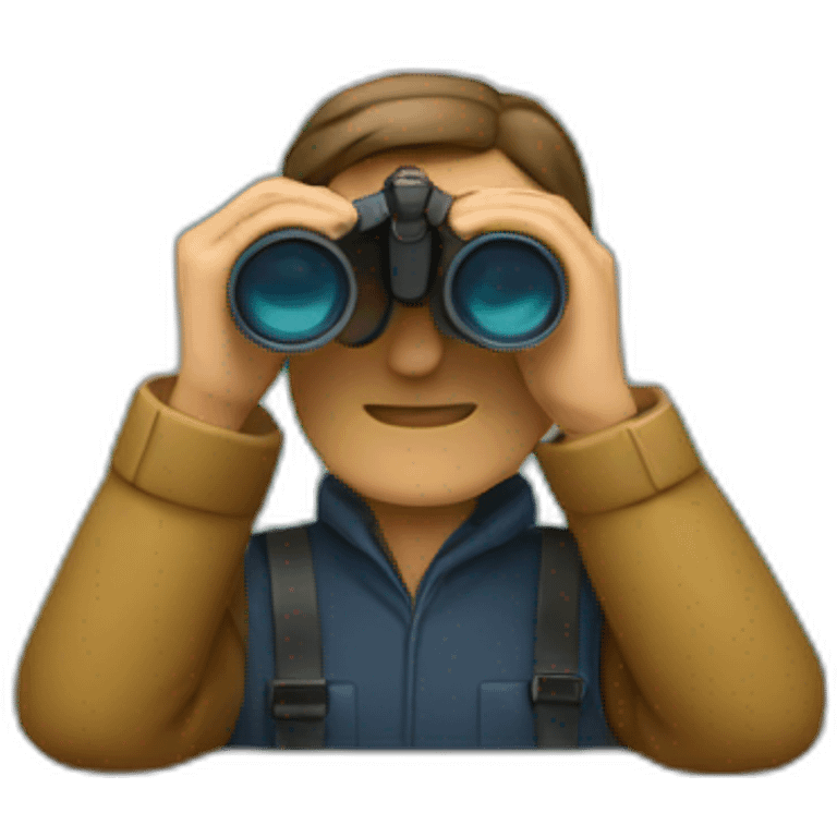 man with binoculars from window emoji