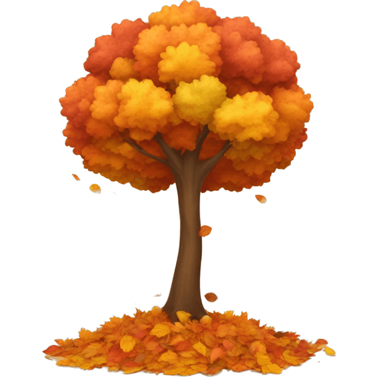 Autumn colorful tree and the leaves falling down emoji