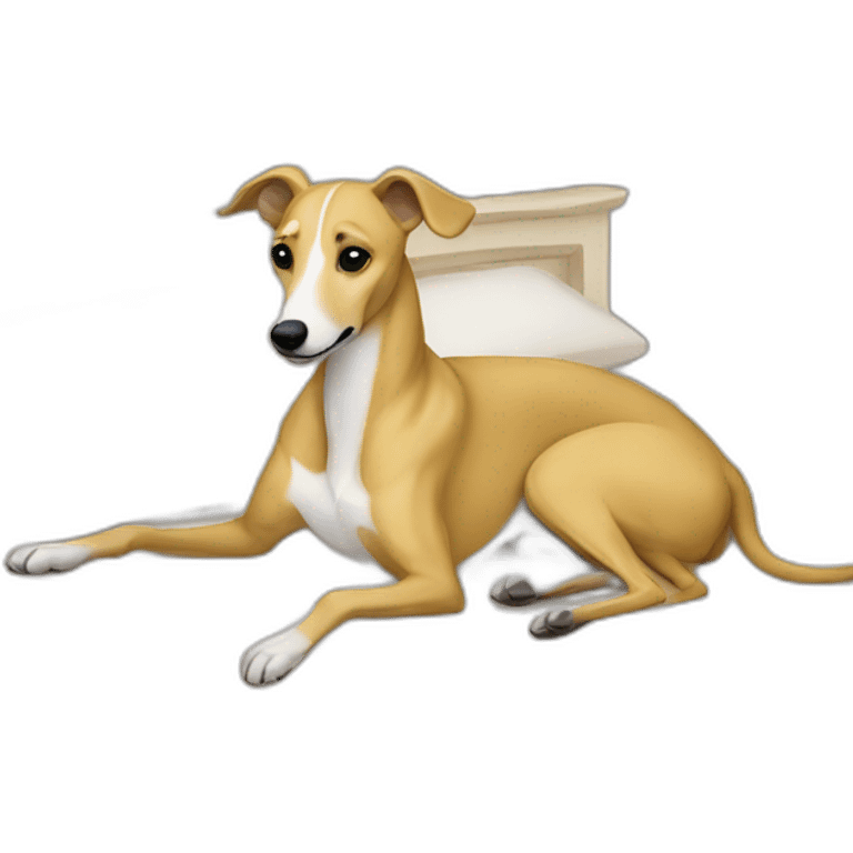 Gold whippet in a bed emoji