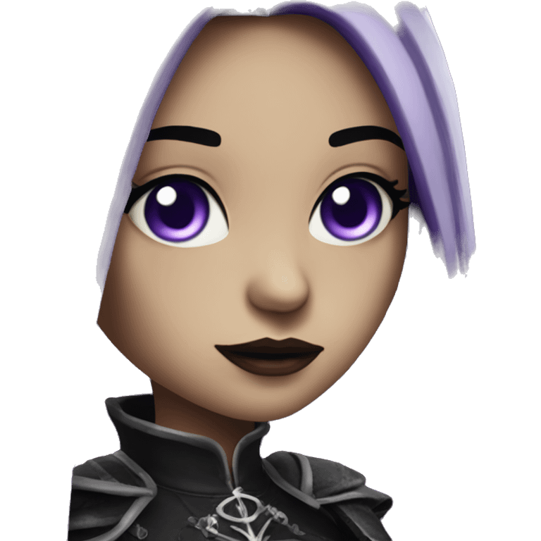 Queen gothic girl long dark black and purple hair with whip emoji