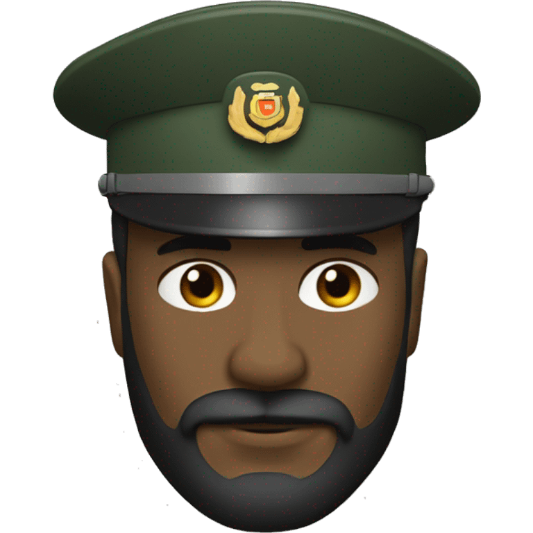 Militar boina negra y barba corta emoji