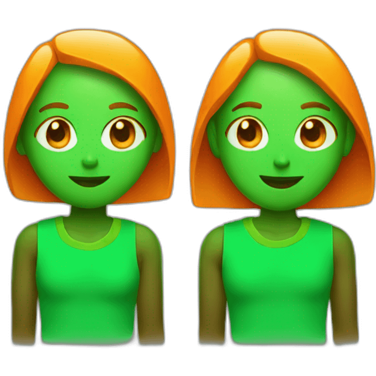 Orange and green Fluorescent couple emoji