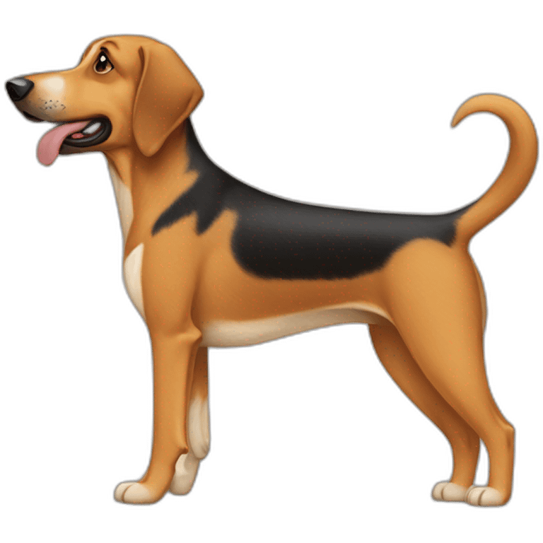 coonhound and German shepherd mix dog walking emoji