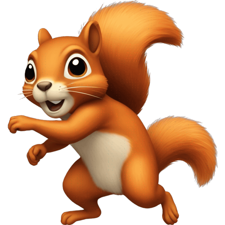 facing, jumping female squirrel, orange burnt with big tail
 emoji