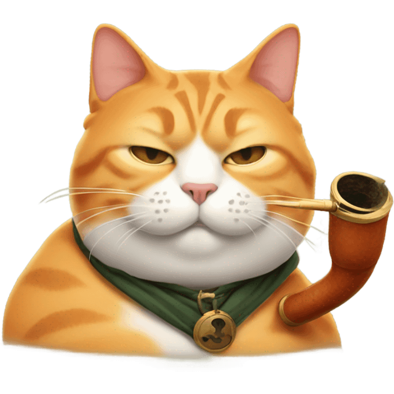 fat orange cat smoking pipe emoji