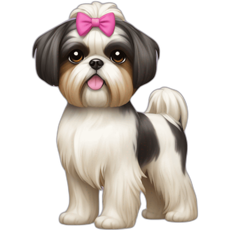 Dog Shih Tzu with a bow on head full-body emoji