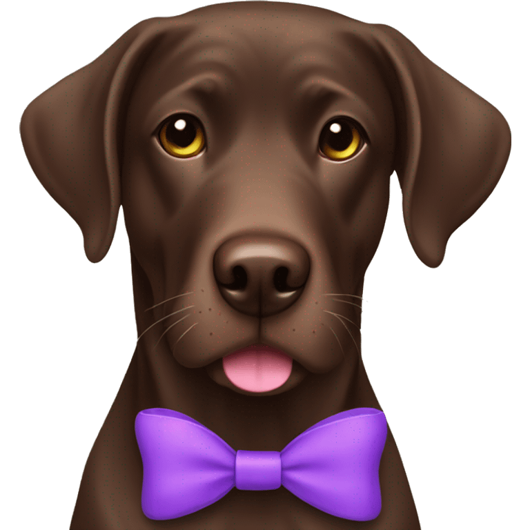 a chocolate lab with a purple bow emoji