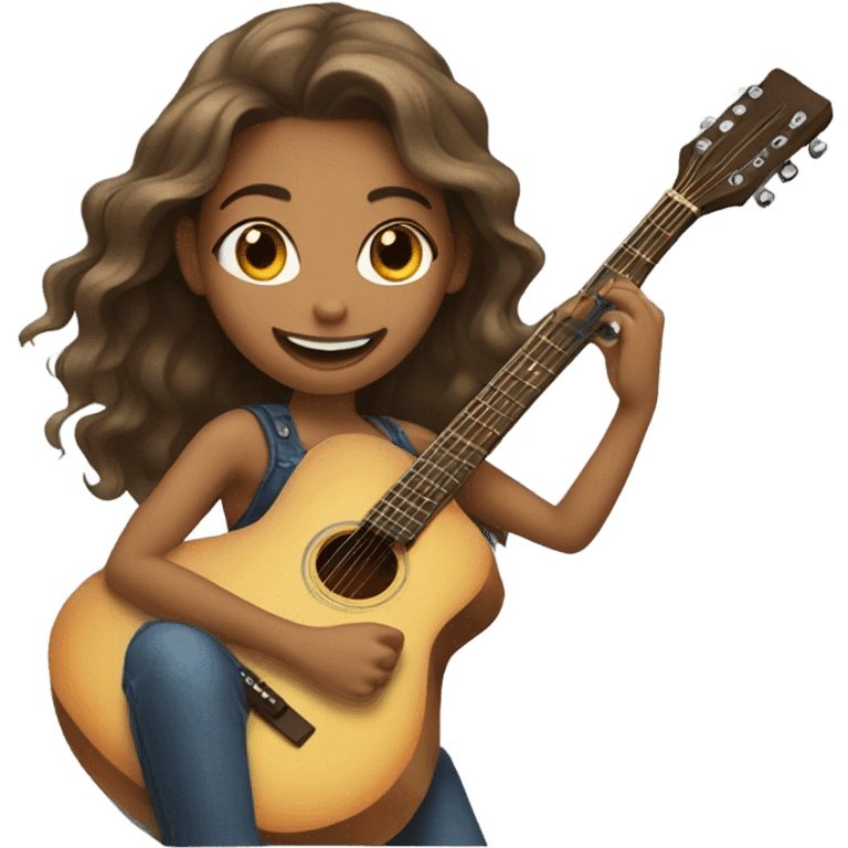 girl with guitar and smile emoji