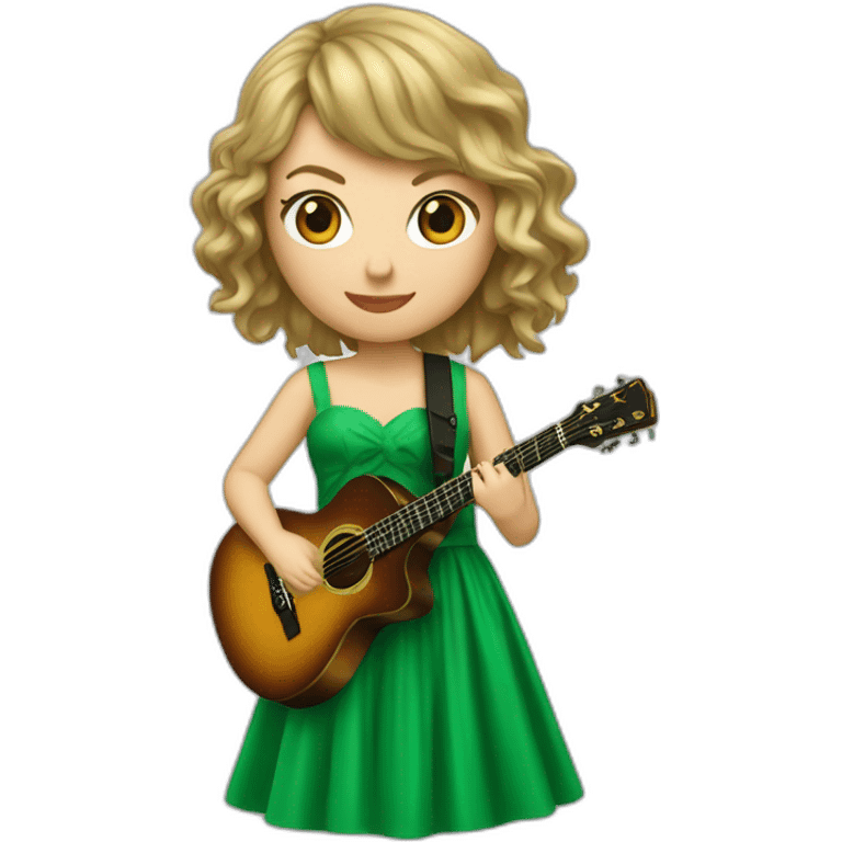 Taylor swift avec une robe vert jouant de la guitare emoji