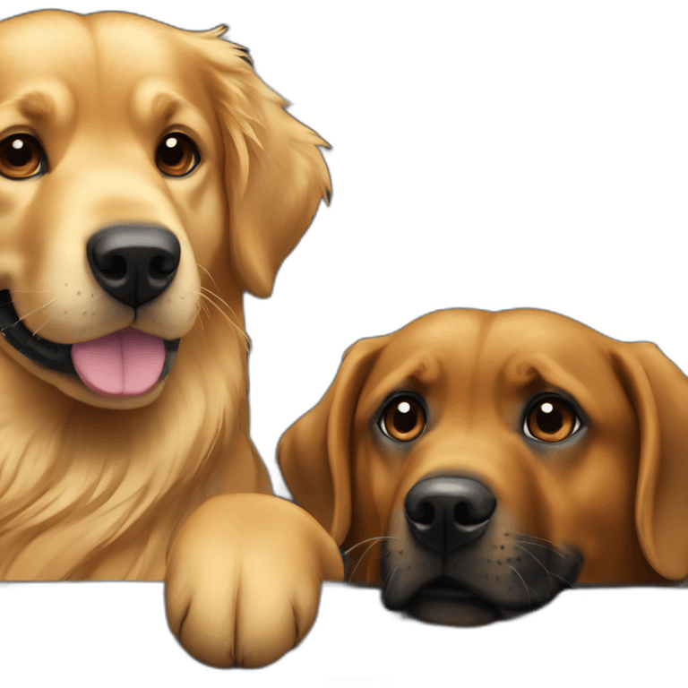 Golden retriever and rottweiller in a dark cabriolet emoji