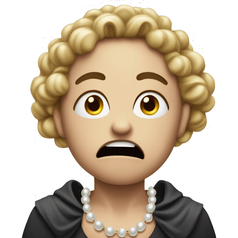 Person looking scared clenching pearls emoji