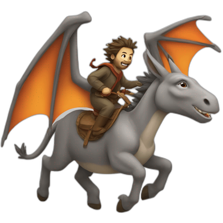 Donkey riding a dragon emoji