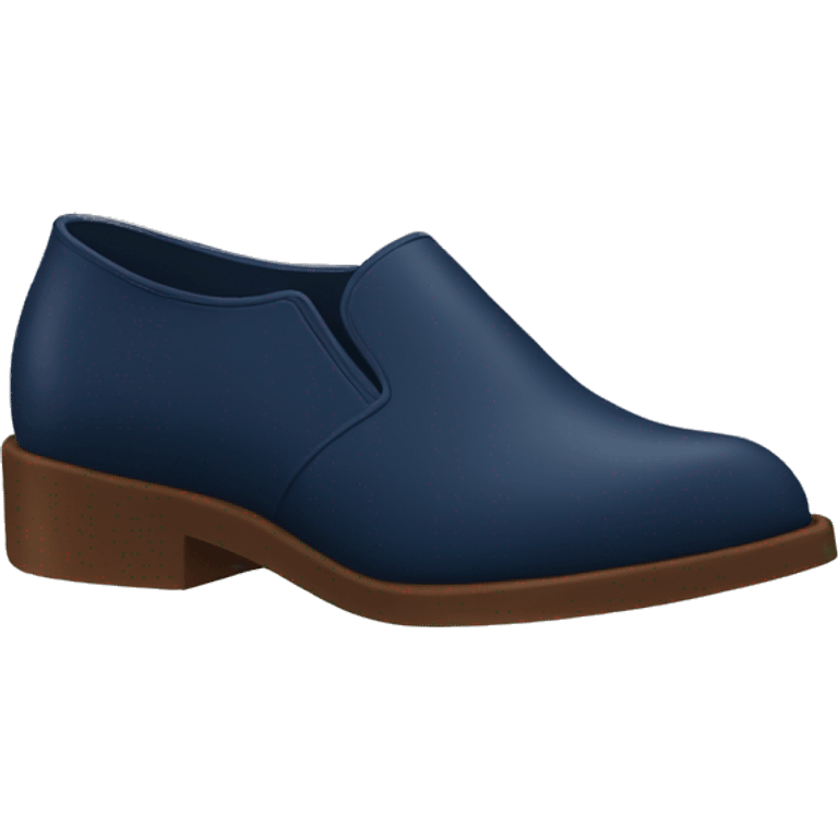 navy blue dressing shoes with brown base no laces emoji