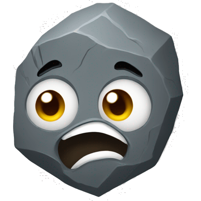 Rock with a derpy face emoji