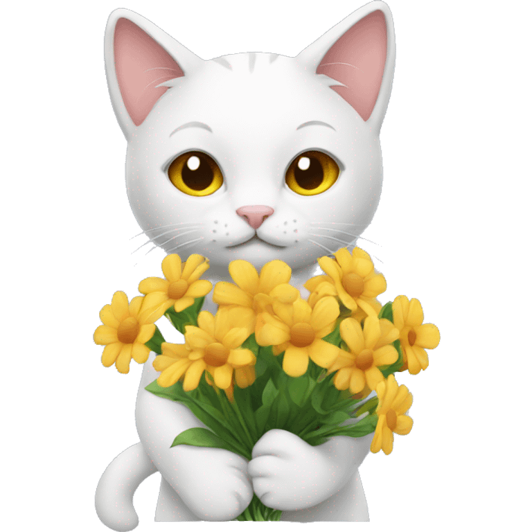 cat holding flowers emoji