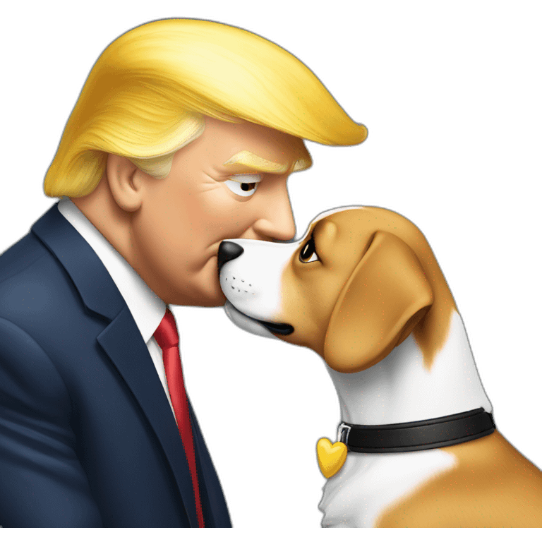 trump kissing a dog emoji