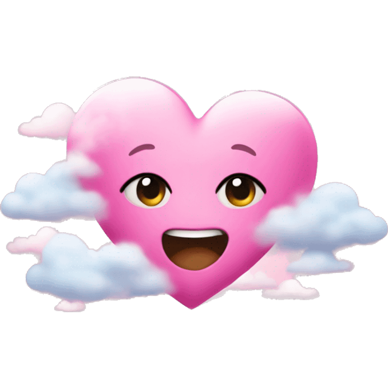 Pink heart with clouds cutie emoji