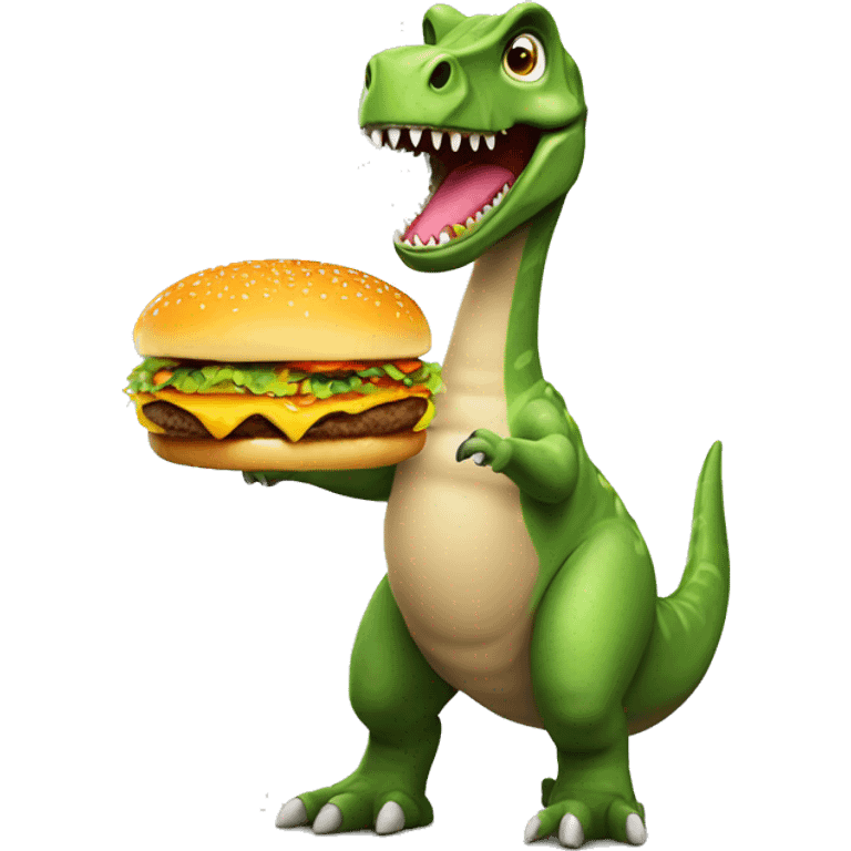 Dino holding a cheeseburger  emoji