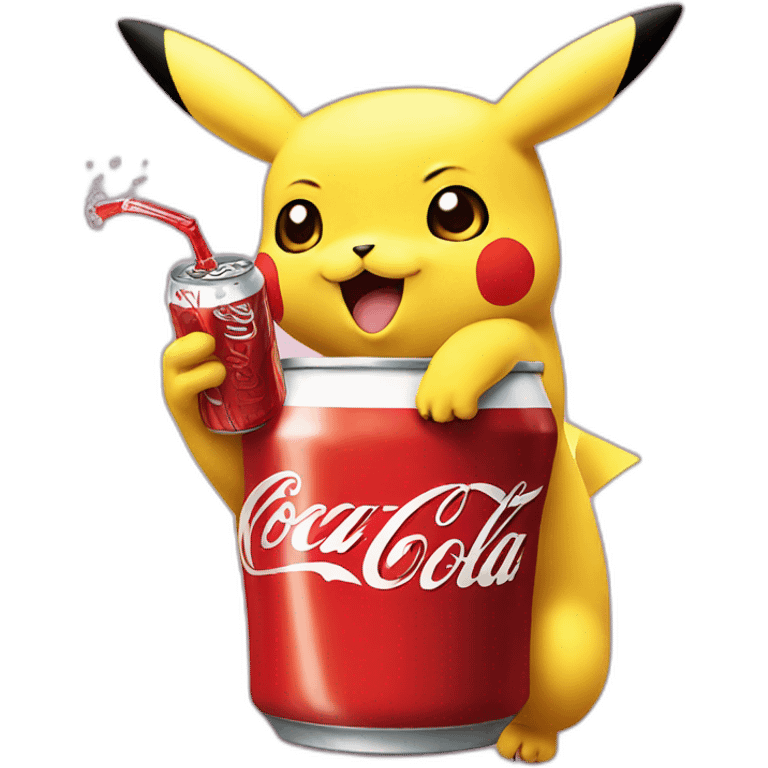 pikachu drinking coca cola emoji