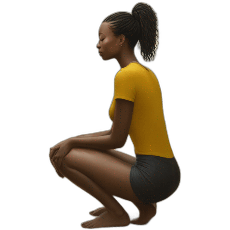 Hyper-realistic painting savanna bond kneeling behind view emoji