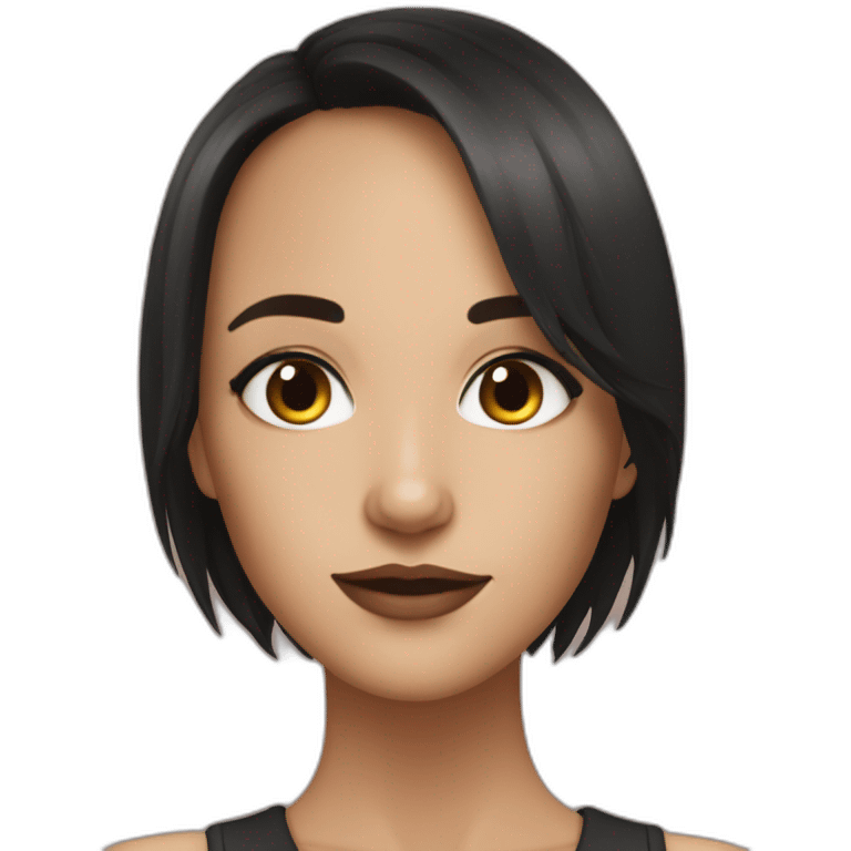 Brune aux yeux noirs cheveux mi courts emoji