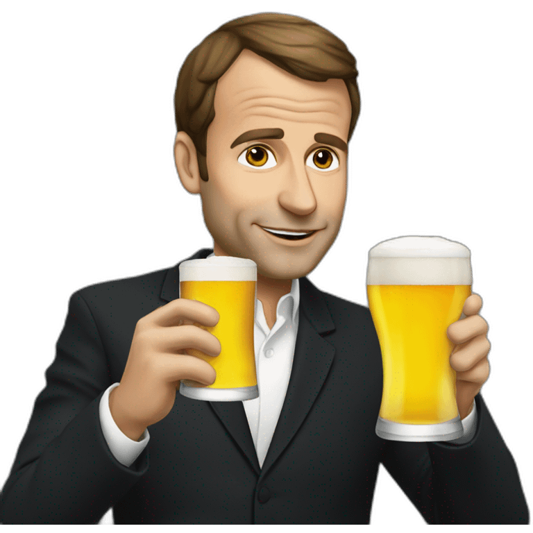 macron drinking beer emoji