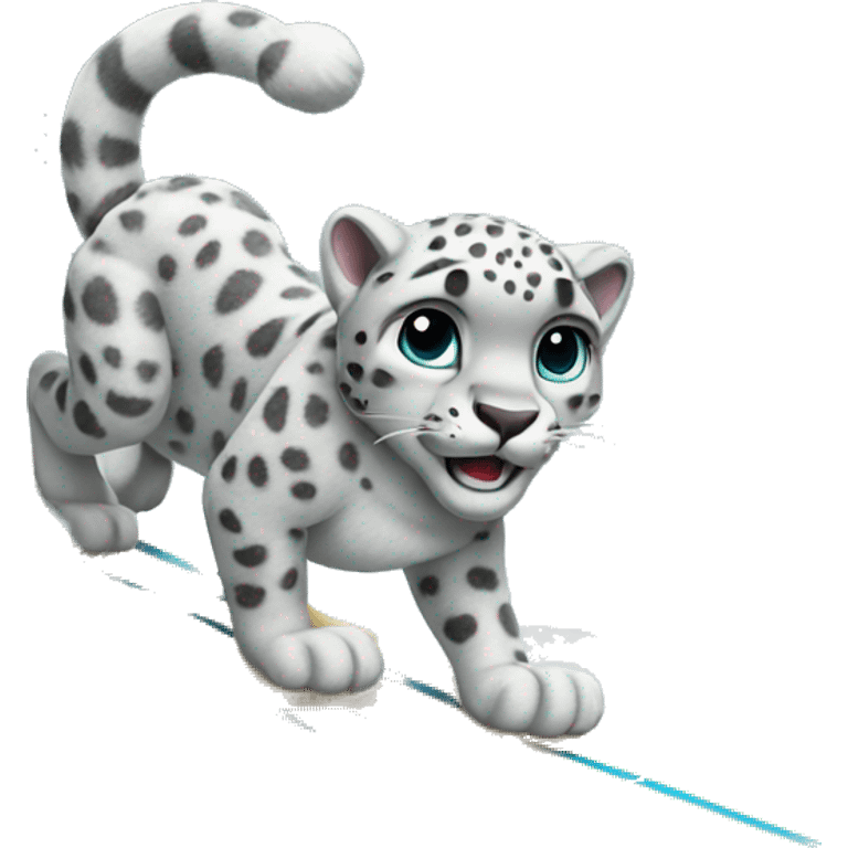 Snow leopard surfing emoji