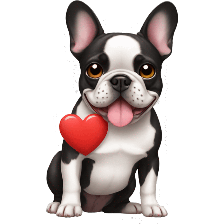 french bulldog with an emoji heart emoji