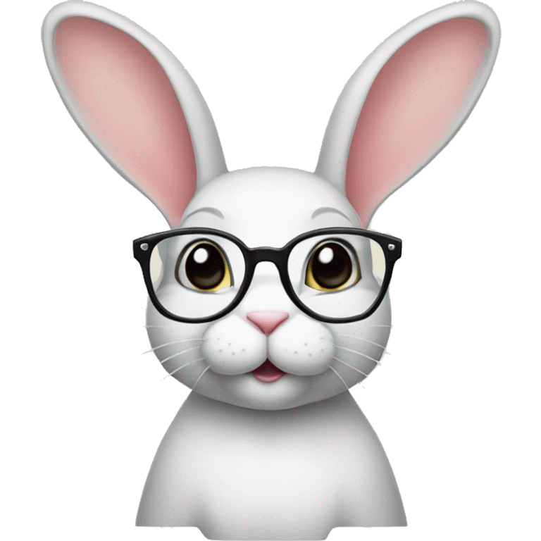 brainy bunny with glasses emoji