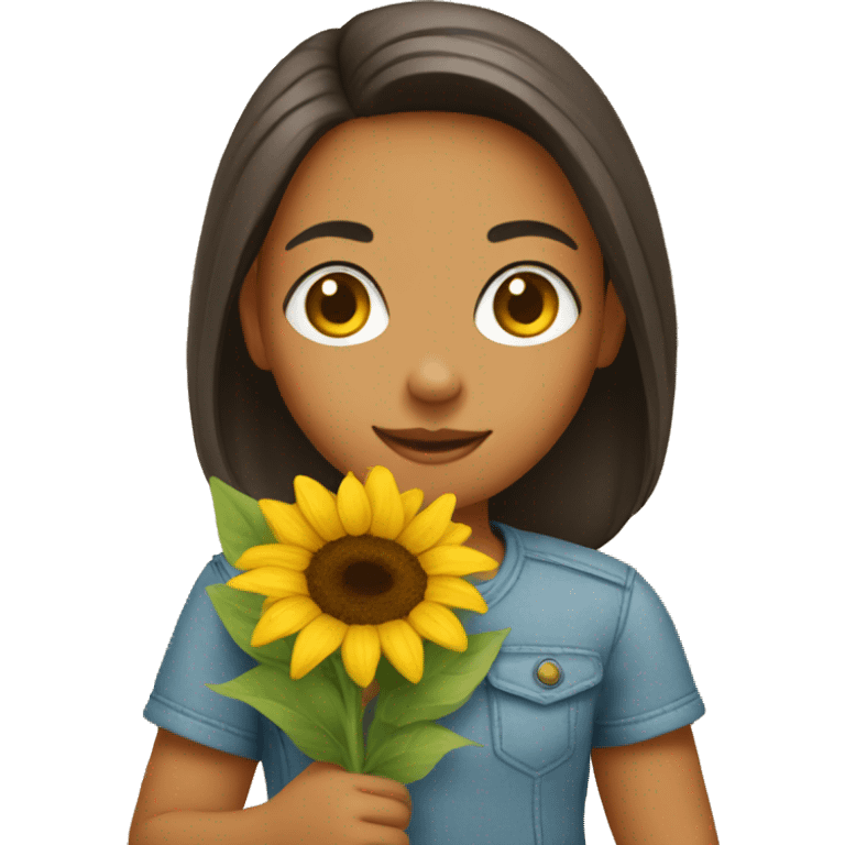 Girl holding sunflower bouquet emoji