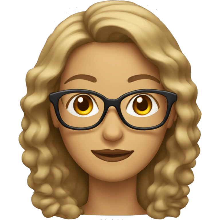 mujer de 40 años, pelo ondulado castaño claro y con gafas  emoji