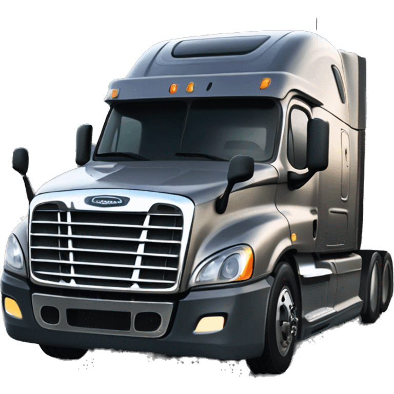 freightliner cascadia semi-truck after road accident emoji