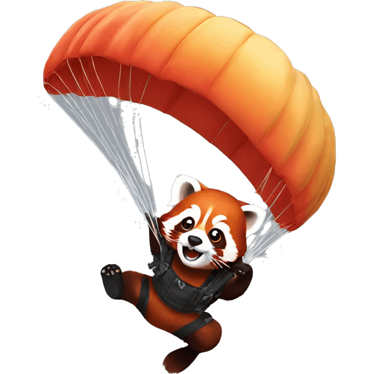 red panda parachuting emoji