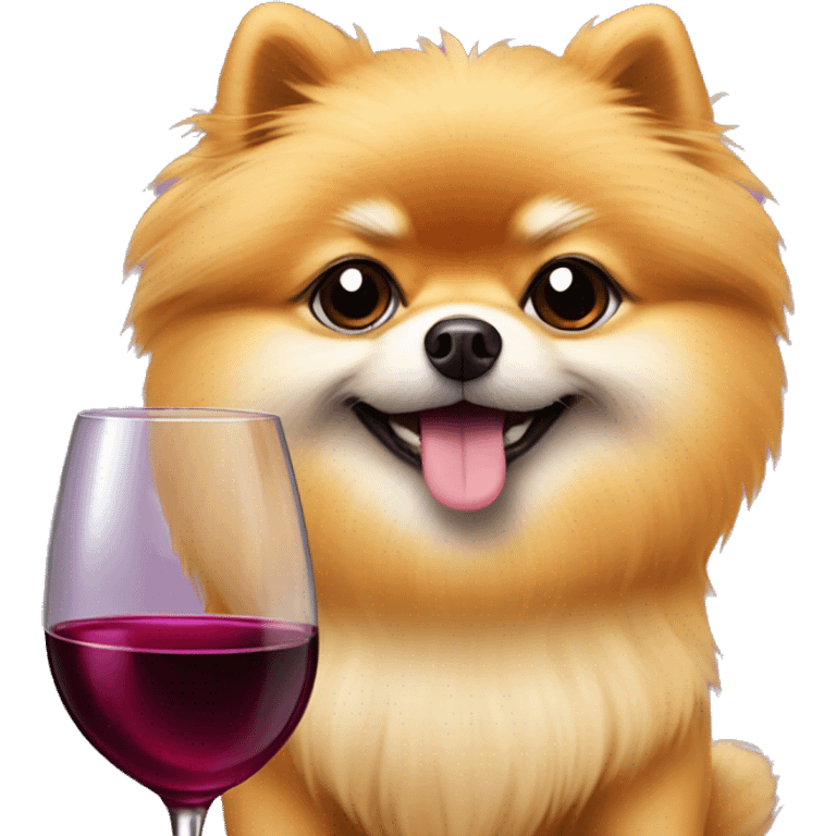 pomeranian with wine in paw emoji