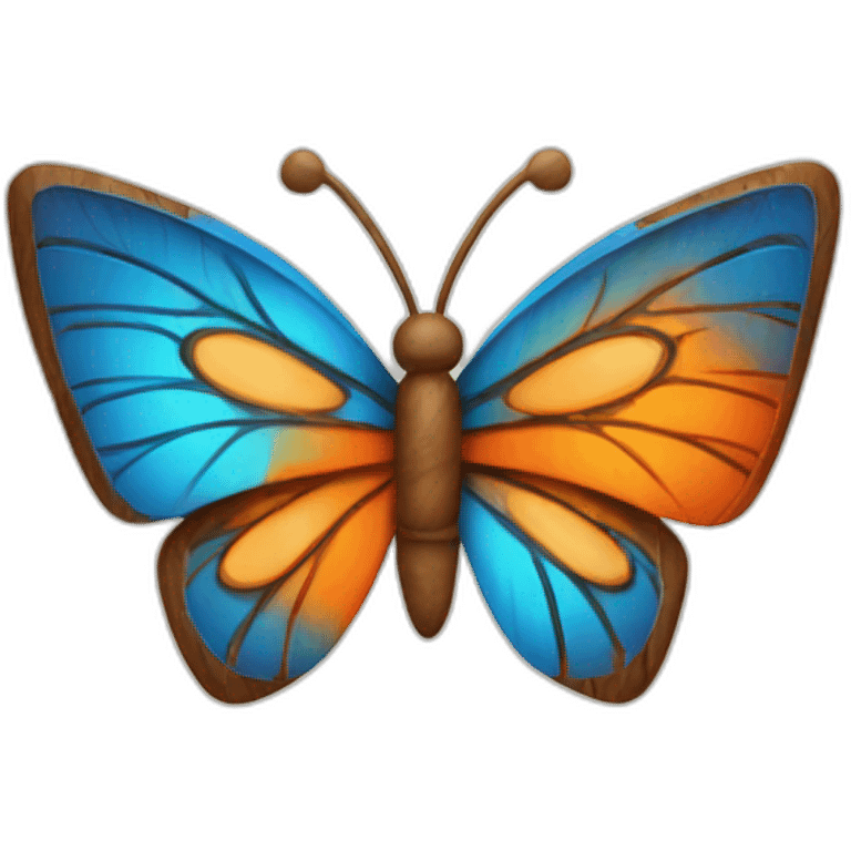 Tiki with colors blue and orange-butterfly emoji