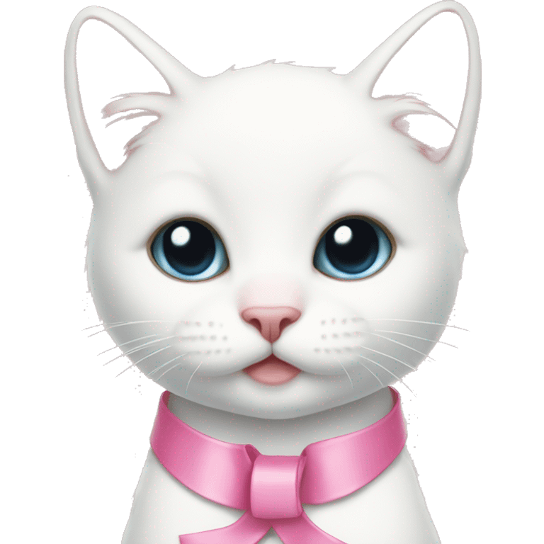 Pink ribbon baby white cat emoji