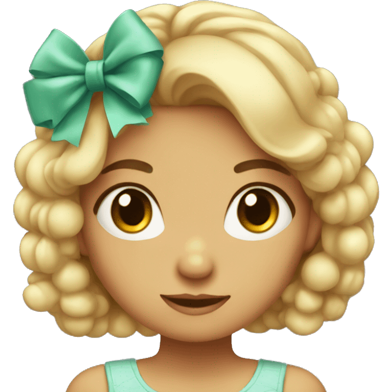 Cute girl with bow in hair emoji