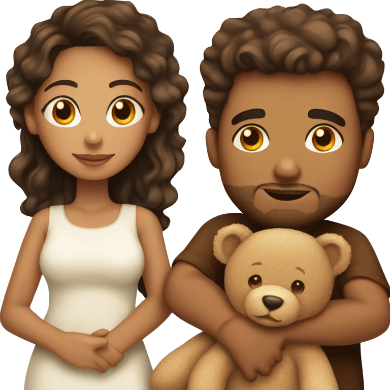 Beautiful light skin girl with husband brown handsome with teddy bear  emoji