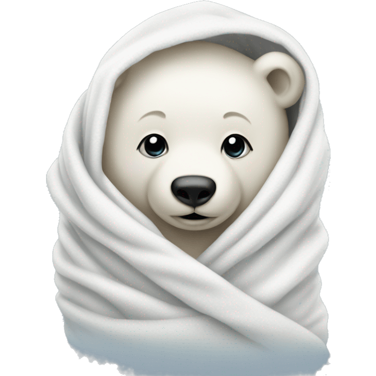 Baby polar bear wrapped in a blanket emoji