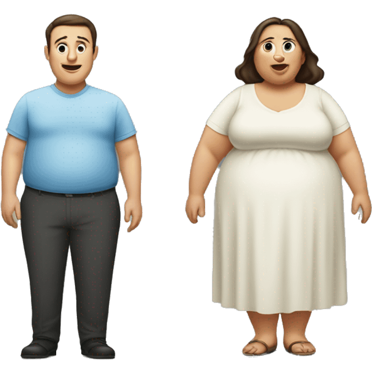 Fat woman and thin man emoji