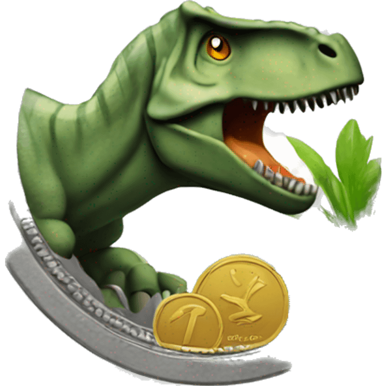 Coin with dinosaur on emoji