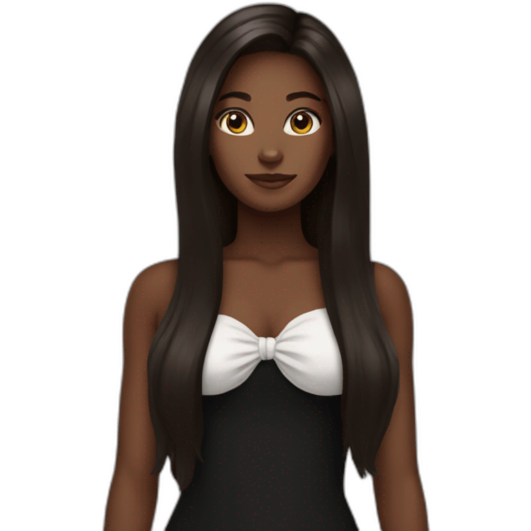 woman brown skin long hair black cat emoji