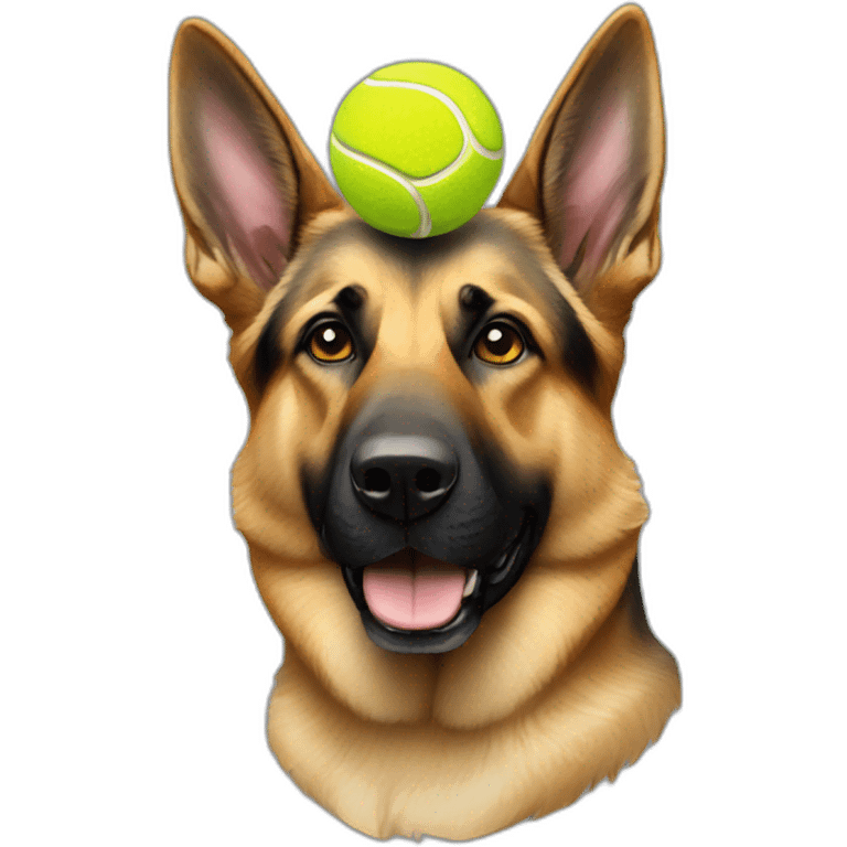 German shepherd with tennis ball on head emoji