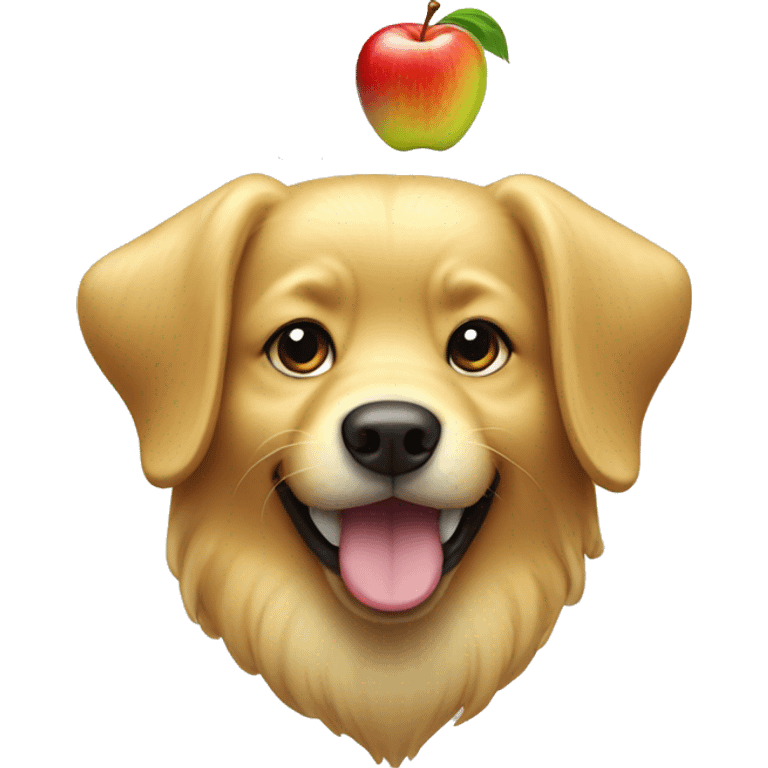 golden dog bitin an apple emoji